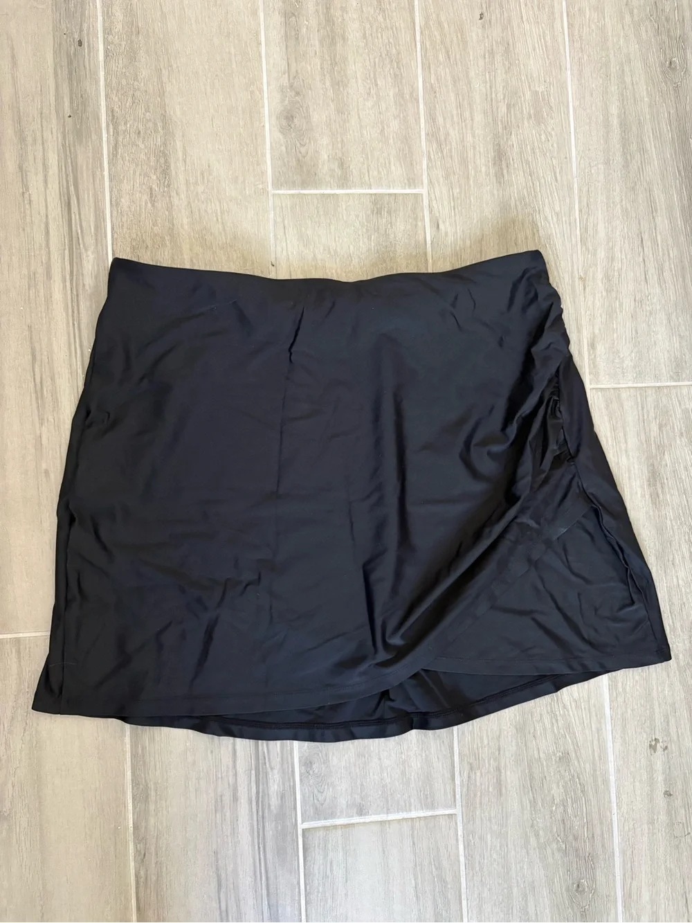 Quince Side Ruched Wrap Swim Skirt Black XL